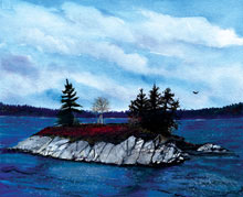 Joe Island Watercolor Painting