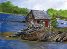   Maine Bouy Shack Watercolor Painting