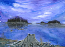   Maine Twilight Watercolor Painting